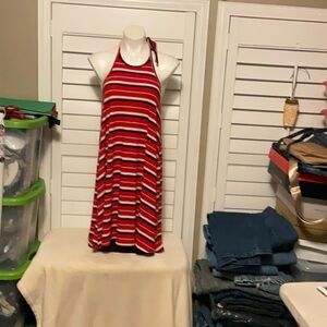 Mossimo Supply Co. Red and White Striped Backless Dress